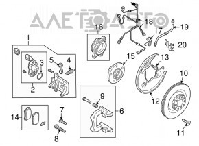 Rear right caliper assembly for Audi A4 B8 13-16, restyling, electric, rusty