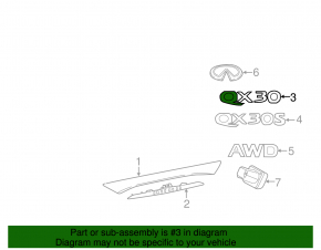 Emblem inscription QX30 trunk door Infiniti QX30 17-19