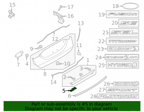 Ford Fusion mk5 17-20 trunk lid handle for camera