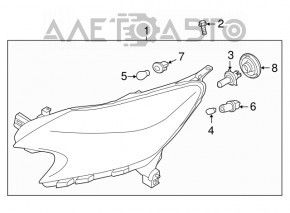 Headlight front left Nissan Versa Note 13-16 naked prerest