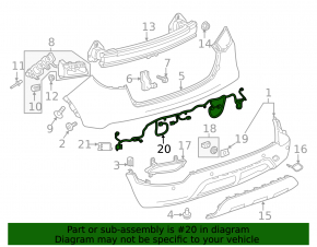 Rear bumper wiring Buick Encore 17-19 without parking sensors and BSM