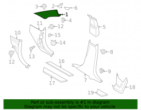 Front pillar trim right BMW X3 F25 11-17 beige, for dry cleaning