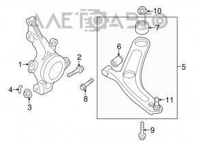 Lower front left arm Kia Optima 11-15 aluminum torn silent blocks