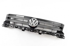 Radiator grill assembly VW Tiguan 12-17 rest with badge, cracks, broken mount, bumps and sand on chrome