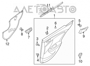 Door trim card rear right Hyundai Veloster 12-17 black