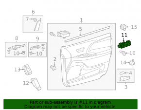 Front left window lift control Toyota Sienna 15-20