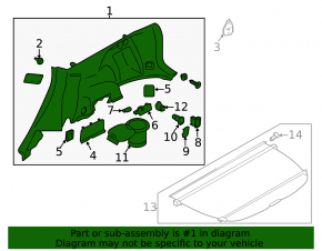 Left arch trim Subaru Forester 14-16 SJ black, for electric folding seats