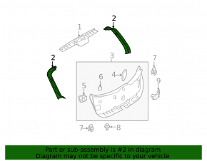 Left tailgate trim for Mazda3 MPS 09-13