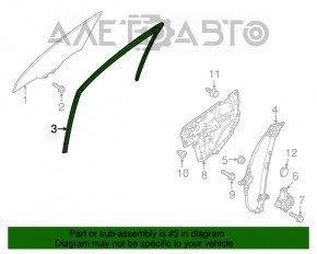 Front left glass seal Mazda 6 13-16