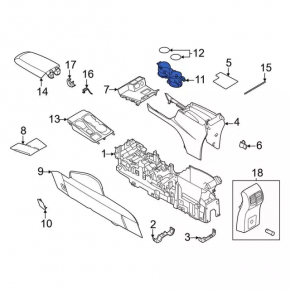Ford Escape MK4 20-24 Black Center Console Cup Holder