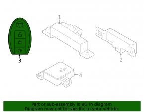 Nissan Rogue 23- S 3 Button Key, Push Buttons