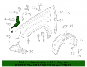 Front left fender bracket, lower, VW Atlas 21-25