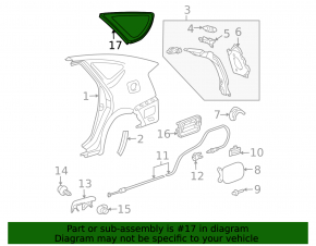 Rear left fixed glass window for Toyota Prius 2009-2010
