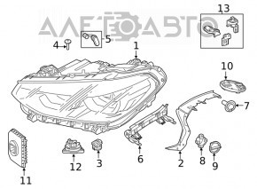 BMW X3 G01 18-21 Halogen+LED Front Right Headlight with Mounting