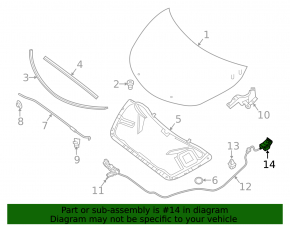 Nissan Versa 12-19 usa hood latch hook