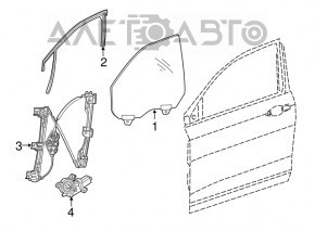 Front right door glass Chrysler 200 15-17