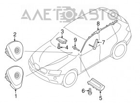 Airbag side curtain airbag left BMW X3 F25 11-17 torn off mount