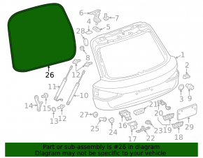 Rubber seal for the Audi Q3 15-18 trunk door