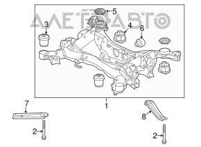 Rear subframe burr, rear left, Acura MDX 14-16 pre-restyling
