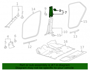 Center pillar trim upper belt right Lexus NX200t NX300 NX300h 15-21 black