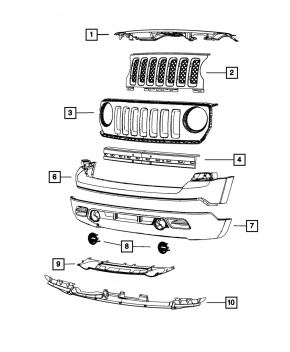 Bumper front bare lower Jeep Patriot 11-17 under chrome