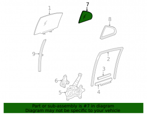 Door glass triangle rear right Lexus IS250 IS350 06-13