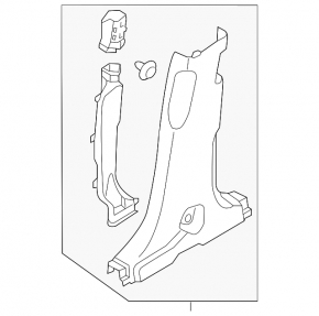 Center pillar trim lower right Hyundai Santa FE Sport 13-18 dark brown, scratch