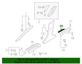 Door sill trim rear outer left Hyundai Elantra AD 17-20 black
