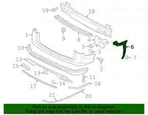 Rear bumper mount, left outer, VW Atlas 21-26