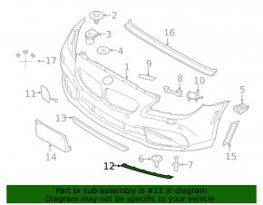 Left front bumper molding for BMW 6 Series F06 F12 12-18 (without M6, without M package), bumper cover & trim