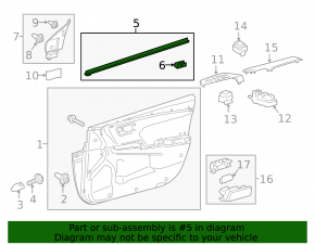 Inner front left glass seal for Toyota Camry v55 15-17 USA