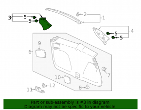 Honda CRV 17-22 right trunk door trim, black