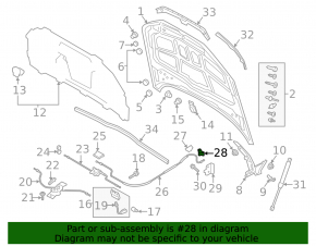 Bonnet opening handle interior Audi A4 B9 17 - black, broken fasteners