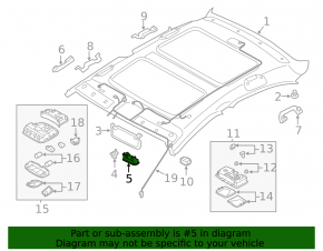 Front right ceiling light for Hyundai Sonata 11-15 beige