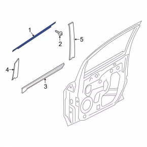 Molding door-glass central rear left Ford Ecosport 18-22