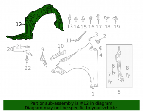 Front left fender liner for Toyota Corolla 20-23 Japan built