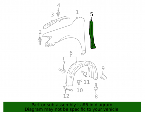 Left door-wing seal for Toyota Camry v40
