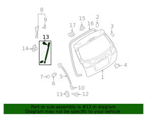 Left tailgate shock absorber for Subaru Outback 10-14