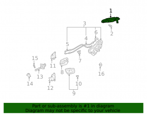 External door handle with mechanism, rear left, Lexus RX300 98-00