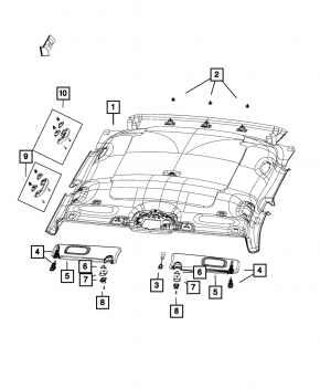 Jeep Compass 19-20 Headliner w/o Sunroof, Gray