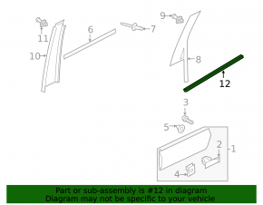 Molding door-glass central rear right VW Touareg 11-17 chrome