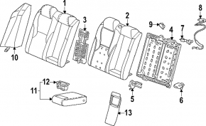 Right rear seat back for Honda Accord 23-26, black leather, perforated, with armrest, heated, wrinkled