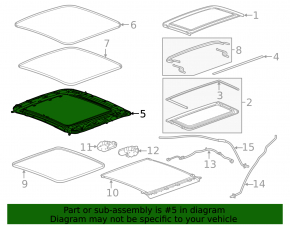 Cadillac CTS 14-19 panoramic sunroof assembly