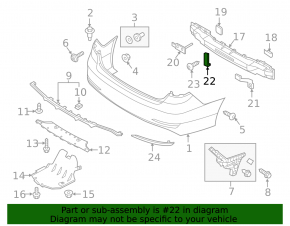 Rear bumper reinforcement bracket lower Hyundai Sonata 15-17