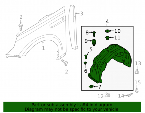 Front left fender liner Kia Optima 17-18 plug-in, hybrid