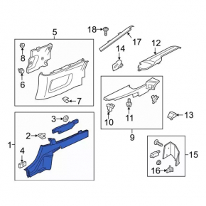 Rear right card for Ford Mustang mk6 15-23 convertible