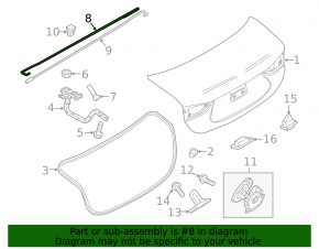 Right trunk lid hinge torsion bar for Mazda 6 18-21