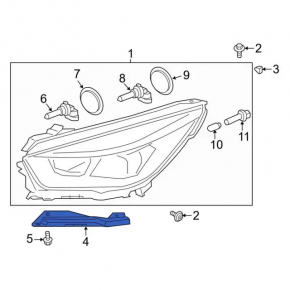 Front bumper mount under headlight right Ford Escape MK3 17-19 rest