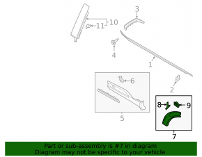 Rear right front fender arch trim Ford Explorer 20-