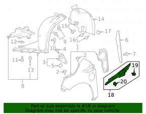 Seal wing hood-wing right Chevrolet Volt 11-15